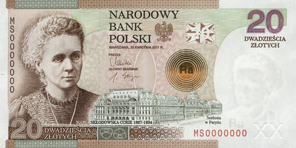 20 zł Maria Skłodowska - Curie - 2011 rok