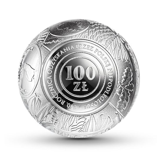 100 zł 100. rocznica odzyskania przez Polskę niepodległości kula - 2018 rok