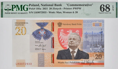 20 zł Lech Kaczyński - Warto być Polakiem - 2021 rok - PMG 68 EPQ