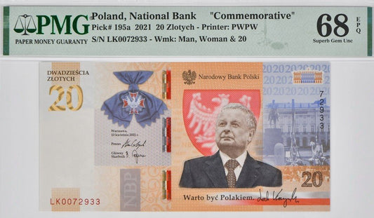 20 zł Lech Kaczyński - Warto być Polakiem - 2021 rok - PMG 68 EPQ